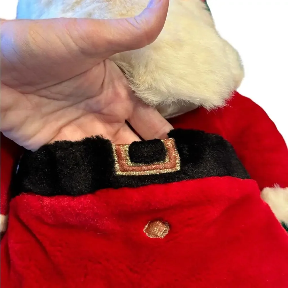 Vintage Santa Clause Christmas Stocking with Front Pocket W/Hanging Loop